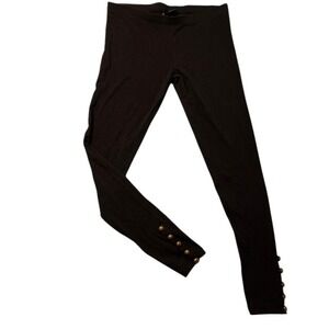 Womens Black‎ Leggings Pants with Button Detail on Cuff
